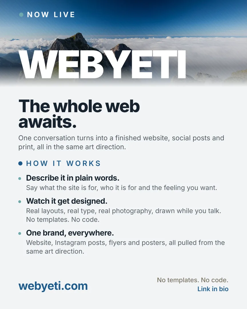 WebYeti launch Facebook post